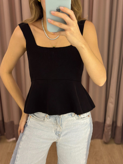 blusa peplum tricot - PRETO - comprar online