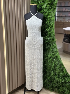 vestido tricot larissa rendado frente única branco na internet