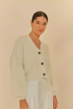 Cardigan Curto Tricot Pelinho OFF WHITE - FARM RIO