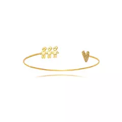 Bracelete Três Meninos Coração Micro Zircônia - ouro - comprar online