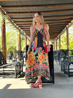 vestido helena alça midi estampa arara - cores na internet