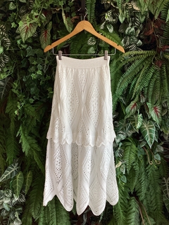 Saia rendada tricot losango branco - comprar online