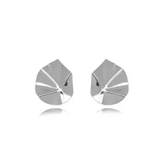 Brinco folha orgânico - ródio branco