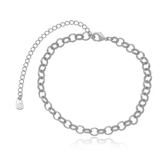 pulseira elo português - ródio branco