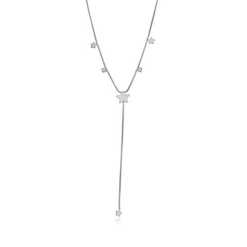 colar gravata estrela cristal - Ródio branco