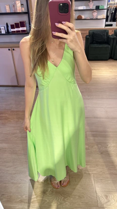 vestido helena alça midi verde - comprar online