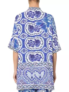 Camisa Localizada Mania De Azulejo - farm na internet