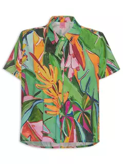 camisa folhagem de banana verde - farm na internet