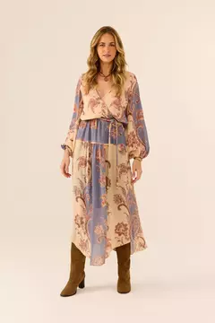 Vestido Midi Manga Longa Ggt Estampa Cassis - MARIA FILÓ na internet