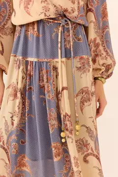 Imagem do Vestido Midi Manga Longa Ggt Estampa Cassis - MARIA FILÓ