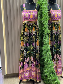 vestido fernanda estampa abacaxi decor preto