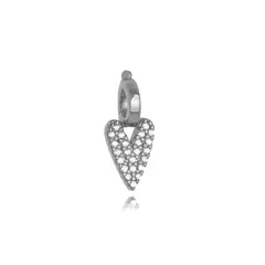 Pingente coração micro zirconia - Ródio branco - comprar online
