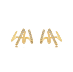 brinco mini ear cuff liso cravejado ouro