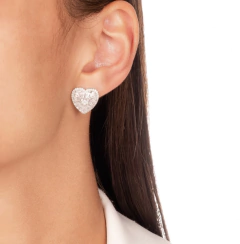 brinco Fran coração cravejado ródio Branco - comprar online