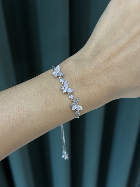pulseira borboletas rodio branco - comprar online