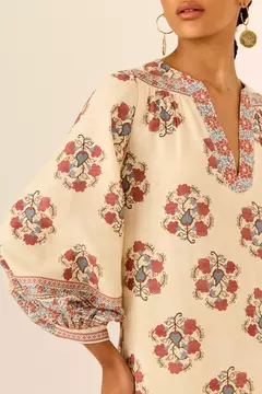 Vestido Midi Estampa Peônia - MARIA FILÓ na internet