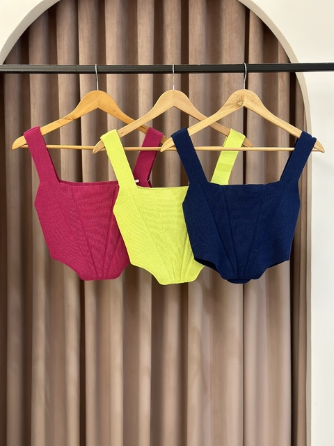 cropped tricô corselet canelado