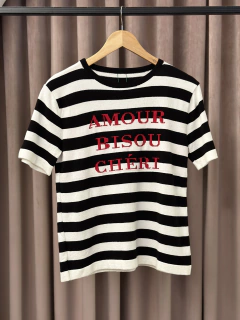 blusa tricot listras P&B amour na internet