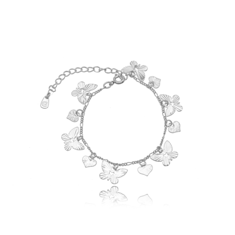 Pulseira borboletas - ródio branco