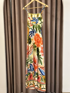 vestido rauana estampa jardim encantado bege