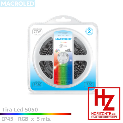 Tira Led 5050 IP45 RGB x 5mts.