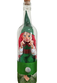 Duendinha verde e branco cabelo cacheado ruivo - comprar online