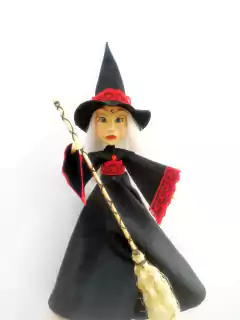 Bruxa Detalhe Vermelho - Duende na Garrafa | Luz de Lótus Artesanato Espiritual