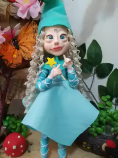 FADA VERDE AGUA CABELO LOIRO CACHEADO
