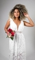 Vestido noiva longo de renda com decote em tule - Victoria - loja online