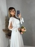 VESTIDO DE NOIVA CASAMENTO LONGO MANU COM DECOTE EM V E SAIA FLUIDO