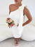 Vestido de noiva mula manca com laço no ombro fixado midi - Selena branco off na internet