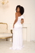 VESTIDO DE NOIVA LONGO TECIDO CREPE ACETINADO UM OMBRO SO COM LAÇO- ALESSANDRA
