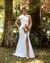 VESTIDO DE NOIVA LONGO TECIDO CREPE ACETINADO UM OMBRO SO COM LAÇO- ALESSANDRA