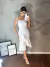 Vestido de noiva minimalista midi um ombro e barra com babados - loja online