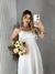 Vestido de noiva alfaiataria com alça fina regulavél, cinto e saia rodada - Rebeca - comprar online