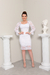 Vestido noiva civil Aurora romântico midi de renda com manga longa
