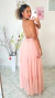 Vestido de festa longo de tule com decote e alça fina en internet