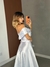 Vestido Longo de noiva tecido zibeline com decote ombro a ombro e fenda na saia - Olivia - comprar online