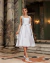 Vestido de zibeline midi com decote quadrado em saia princesa - Eva - Closet Garota Up Vestidos Brancos para Casamento Civil -