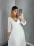 Vestido minimalista com manga 3/4 e saia evasê com babados - Dandara (ÚLTIMAS PEÇAS) - comprar online