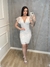 Vestido de noiva civil Beatriz com a barra reta e manga de tule poá - loja online