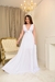 Vestido de casamento civil longo fluído com decote em V e laço nas costas branco - Kessia