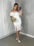Vestido de noiva civil Celine midi modelo ombro a ombro com cinto - ULTIMA PEÇA