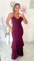 VESTIDO DE FESTA REBECA LONGO DE ALÇA FINA COM BABADOS NO BUSTO SEREIA - comprar online