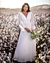VESTIDO DE NOIVA CASAMENTO LONGO MANU COM DECOTE EM V E SAIA FLUIDO