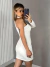 Vestido Midi para Noivas Modelo Nula Manga Lado Direito curto- Gaby - Closet Garota Up Vestidos Brancos para Casamento Civil -