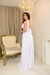 Vestido de casamento civil longo fluído com decote em V e laço nas costas branco - Kessia - loja online