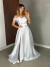 Long Zibeline Wedding Dress with Off-the-Shoulder Neckline and Skirt Slit - Olivia - online store