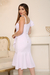 Vestido de noiva minimalista midi um ombro e barra com babados na internet