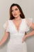 Vestido de noiva civil Beatriz com a barra reta e manga de tule poá na internet